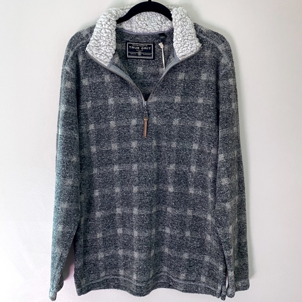 True Grit Plaid 1/4 Zip Pullover Sweater (NWT)